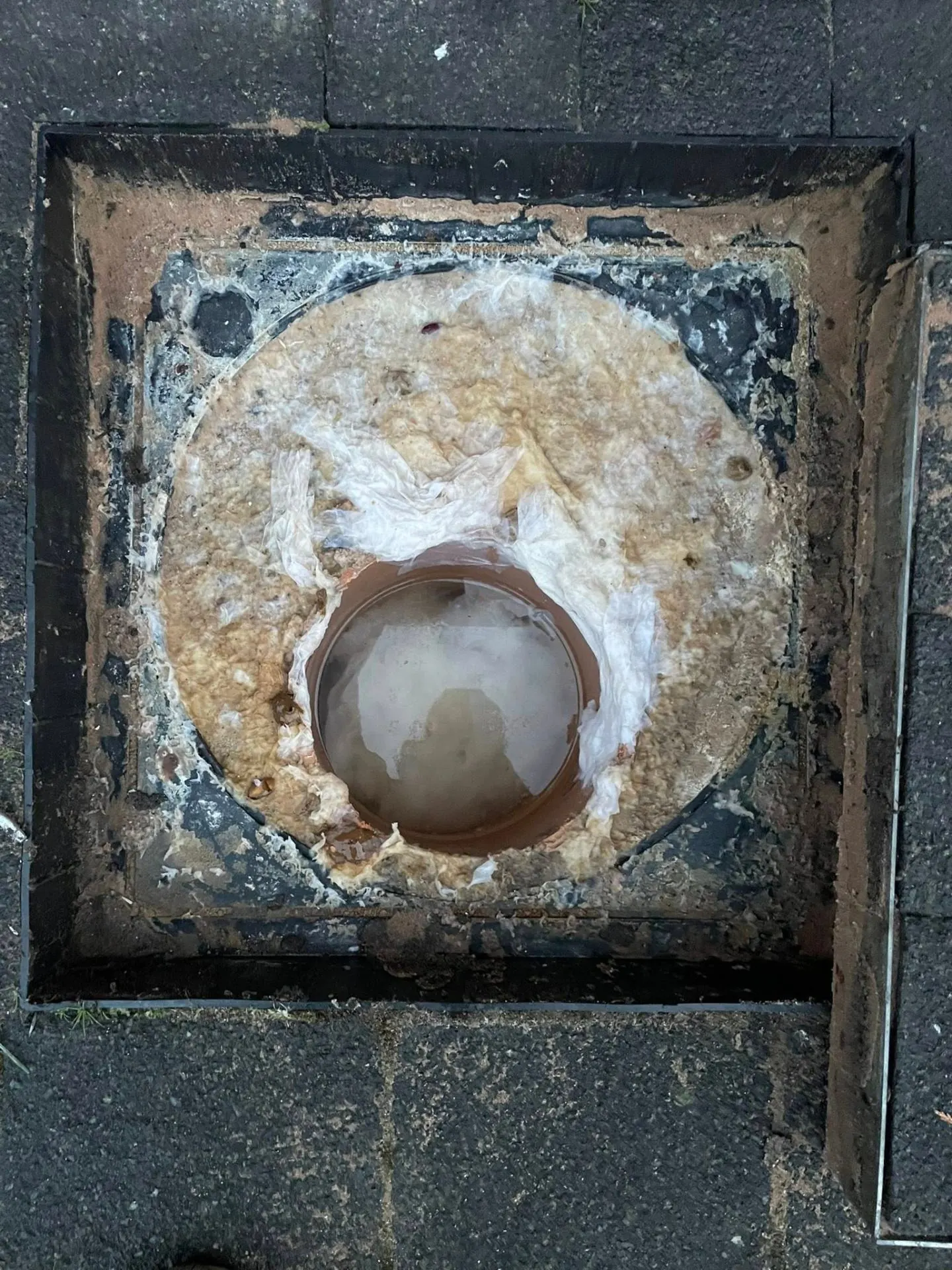 Blocked drain → flowing again — before